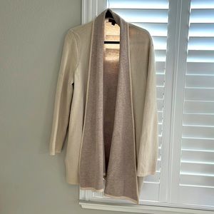 Ann Taylor Beige and Cream Sweater Jacket / Cardigan - L
